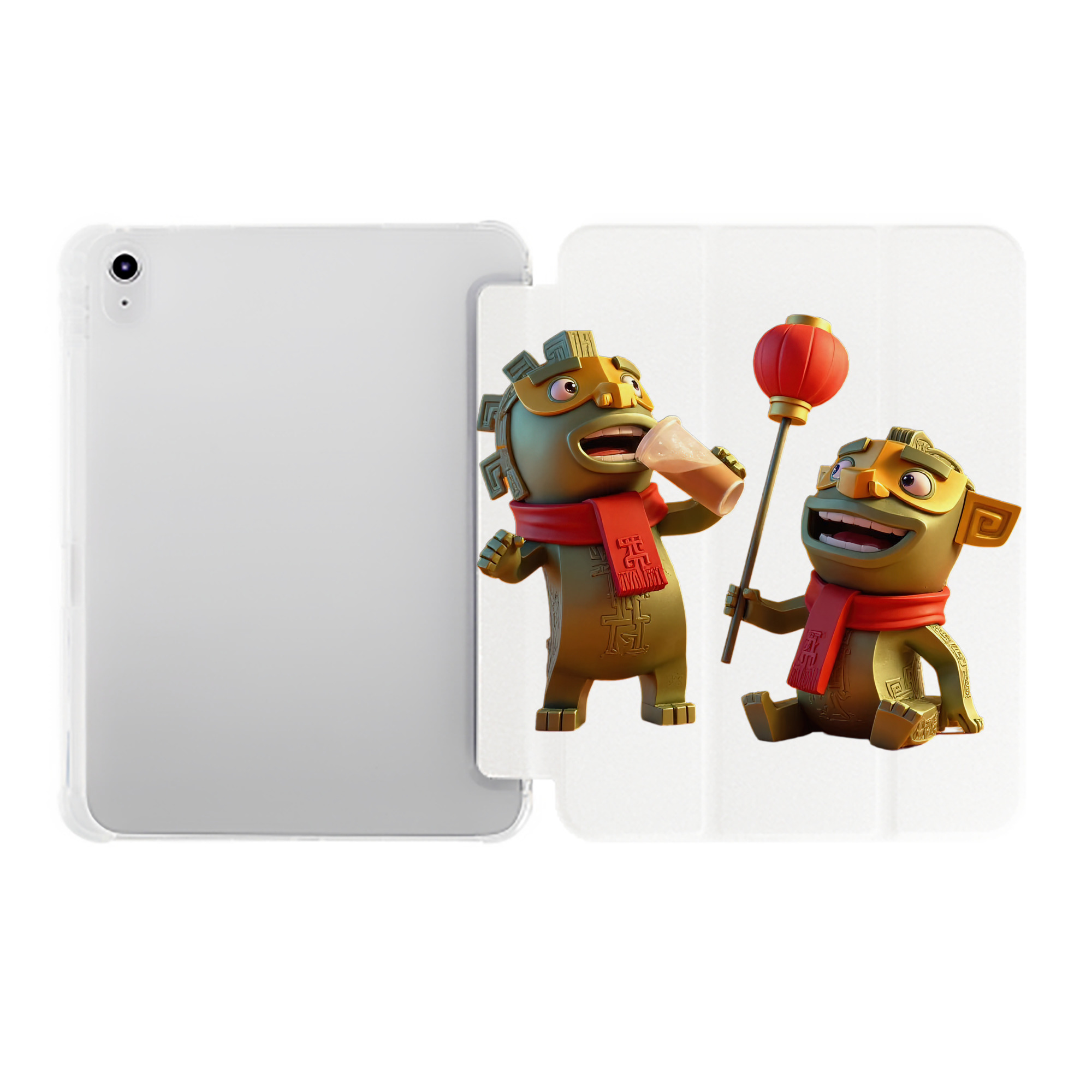 （画像用） Ne Zha 2 ナタ 魔童の大暴れ IPad ケース ペン収納付き 三つ折りスタンド PUレザー×シリコン 対応機種9.5/10.5/10.9インチ